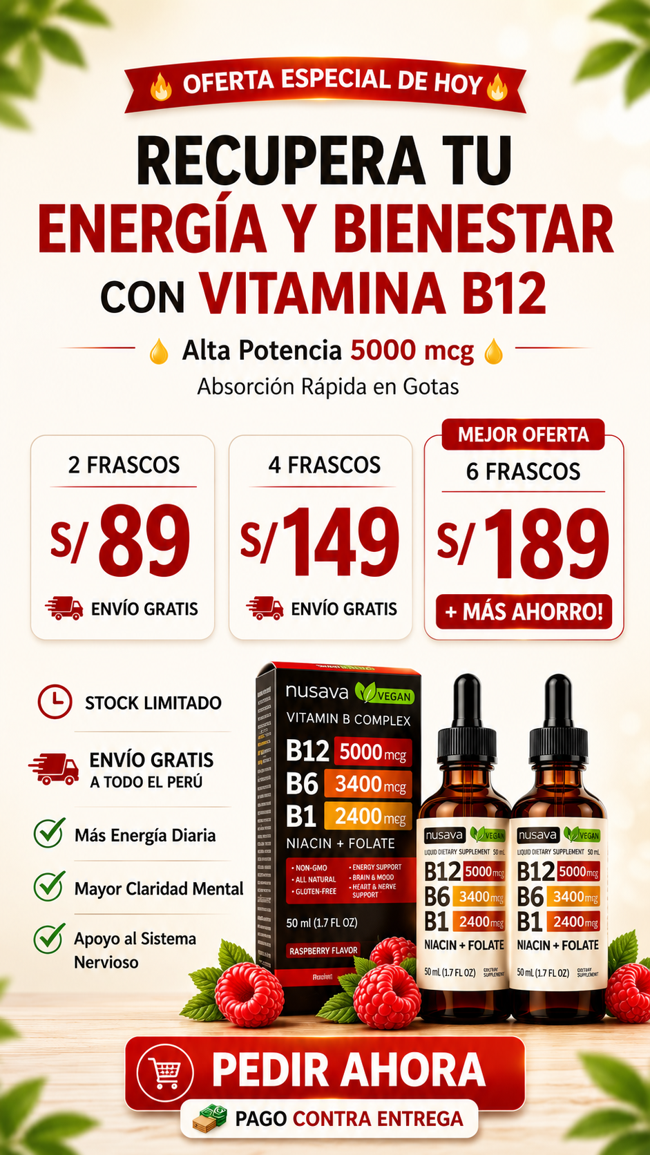 2 VITAMINA B12 EN GOTAS (Alta Potencia 5000 mcg)