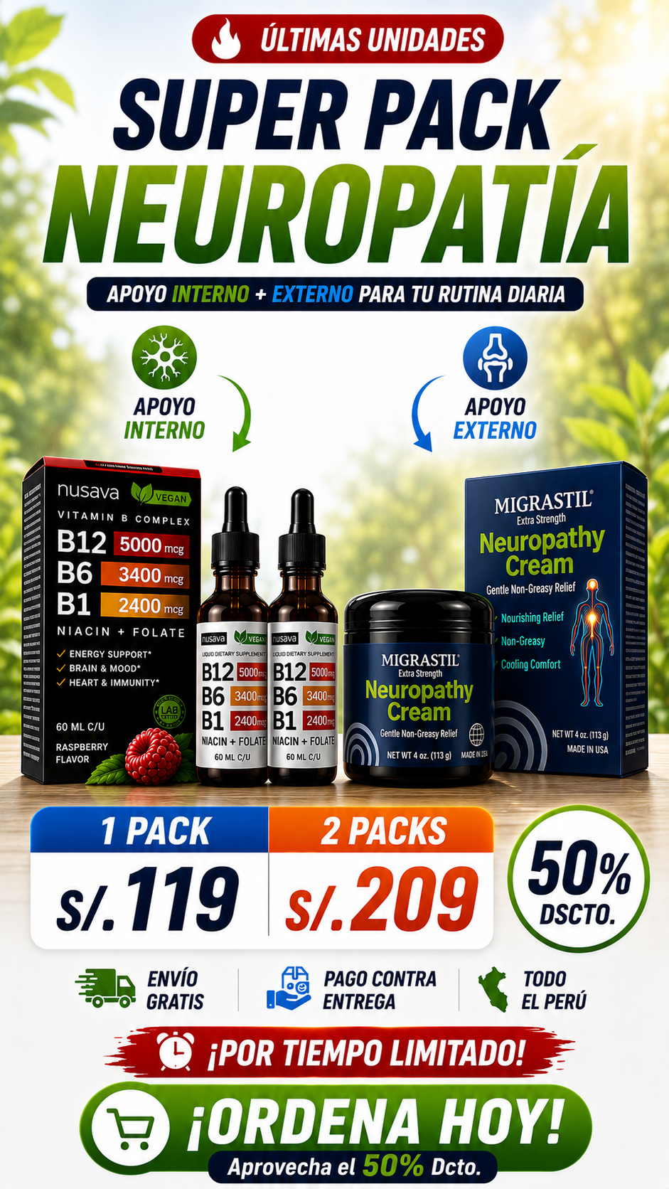 Super Pack Neuropatía - 2 Vitamina B12 + Neuropathy Cream