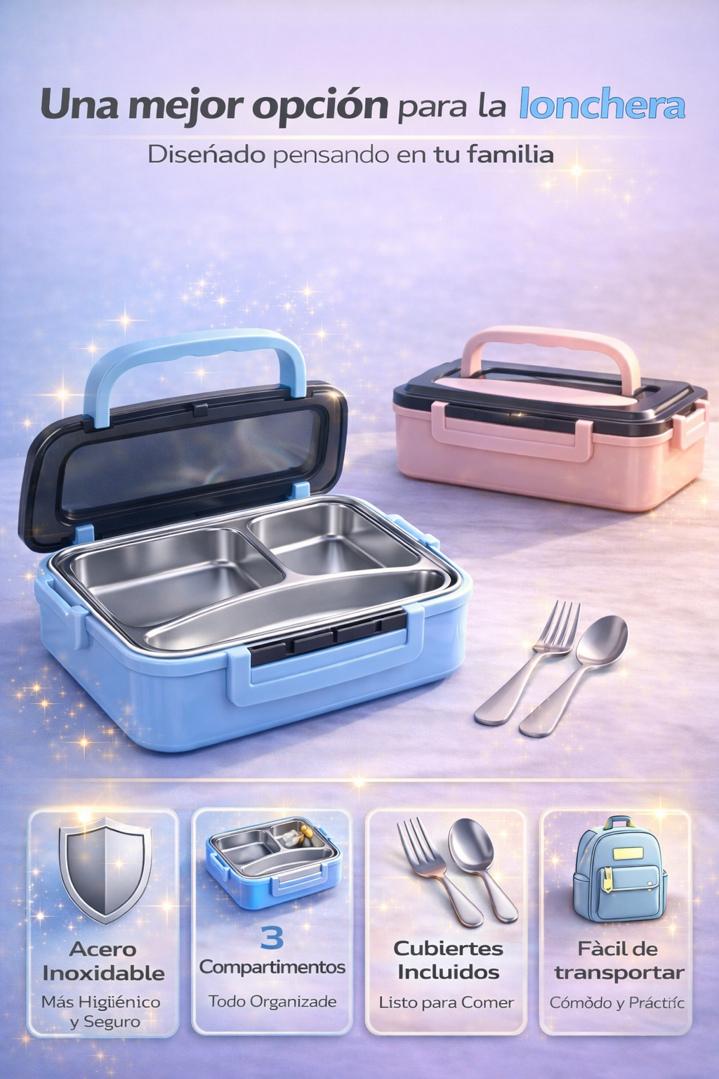 TÁPER TÉRMICO ACERO INOXIDABLE 3 DIVISIONES