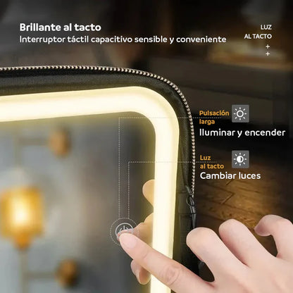 MALETÍN DE MAQUILLAJE CON ESPEJO LED + 1 DEPILADOR DE CEJAS (DE REGALO 🎁)
