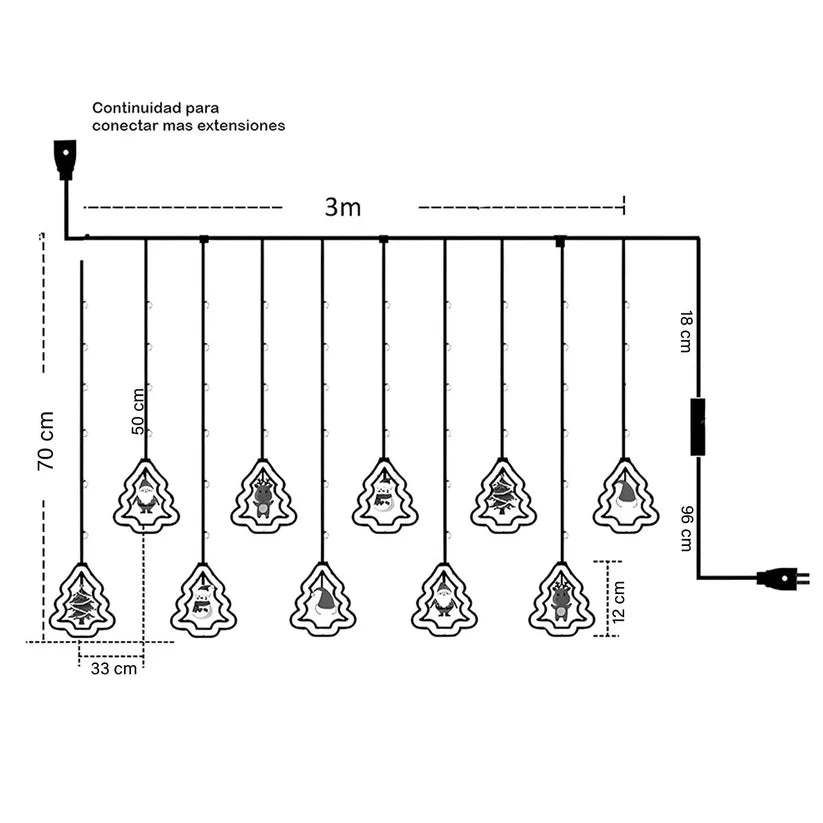 CORTINA LUCES LED ÁRBOL