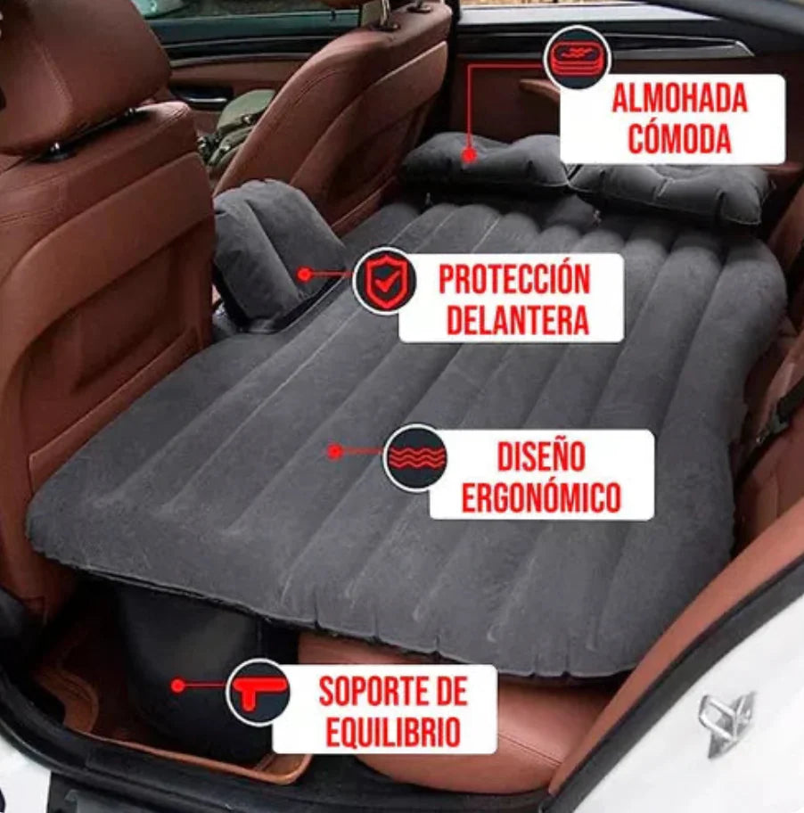 Colchón Inflable con Set Almohadas para Auto + Inflador de Regalo