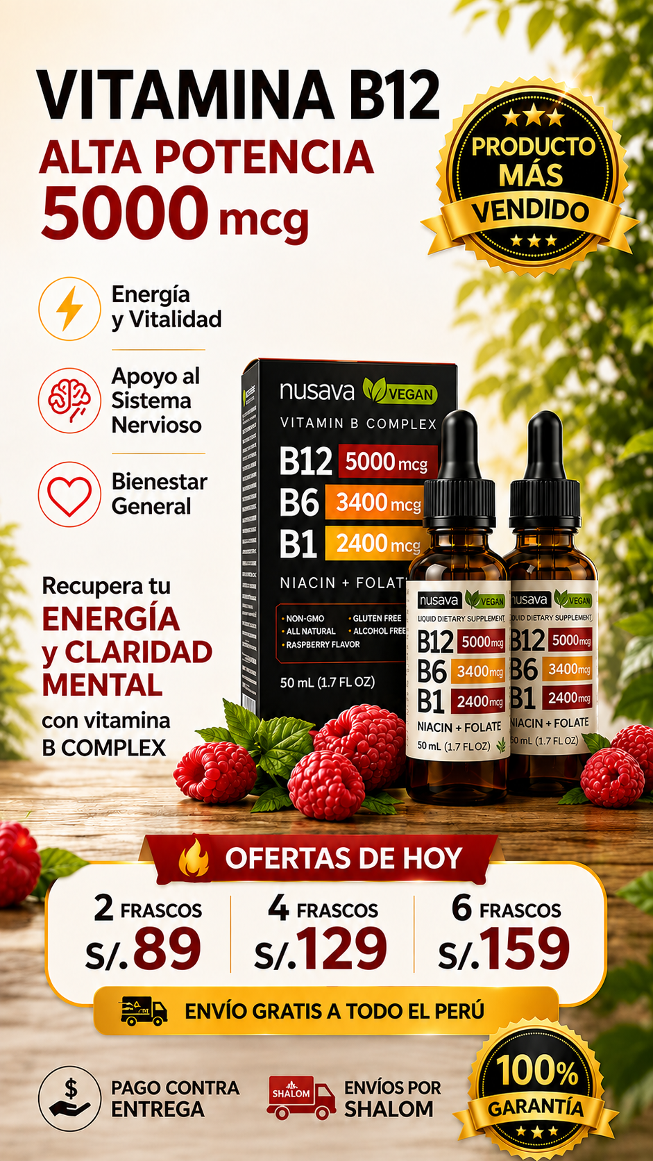 2 VITAMINA B12 EN GOTAS (Alta Potencia 5000 mcg)