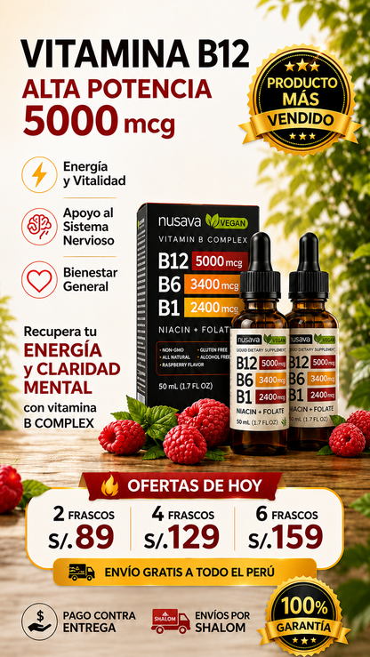 2 VITAMINA B12 EN GOTAS (Alta Potencia 5000 mcg)