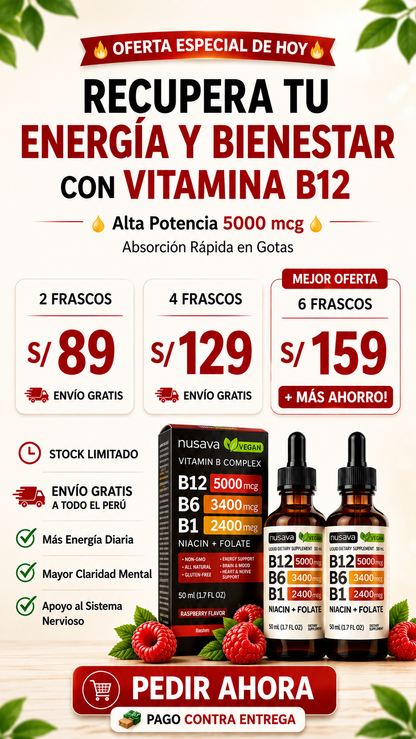 2 VITAMINA B12 EN GOTAS (Alta Potencia 5000 mcg)