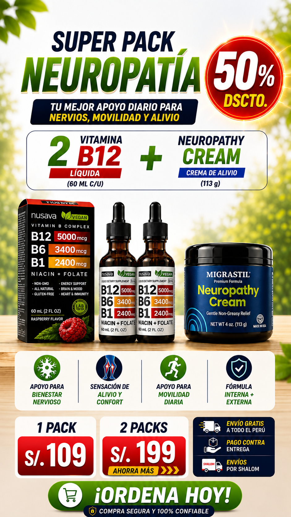 Super Pack Neuropatía - 2 Vitamina B12 + Neuropathy Cream