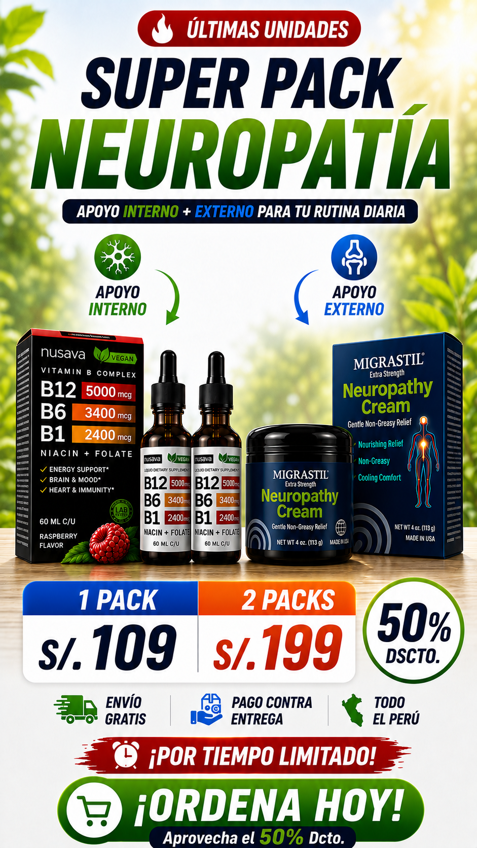 Super Pack Neuropatía - 2 Vitamina B12 + Neuropathy Cream