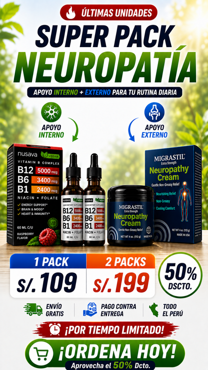 Super Pack Neuropatía - 2 Vitamina B12 + Neuropathy Cream
