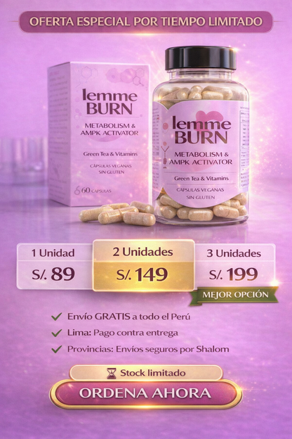 LEMME BURN™: Suplemento vegano para acelerar el metabolismo y quemar grasa abdominal