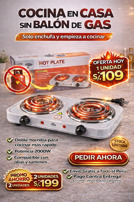 COCINA ELÉCTRICA DE 2 HORNILLAS