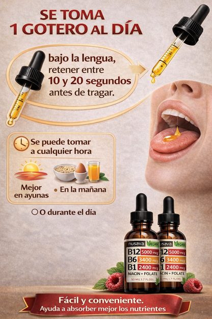 2 VITAMINA B12 EN GOTAS (Alta Potencia 5000 mcg)
