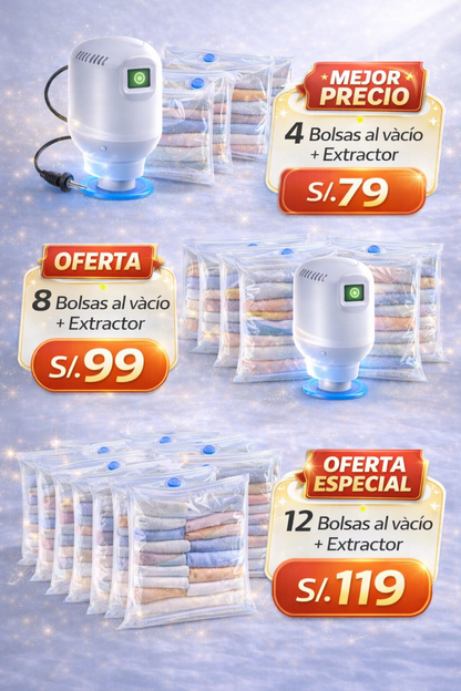 PACK BOLSAS AL VACÍO + EXTRACTOR DE AIRE PORTÁTIL