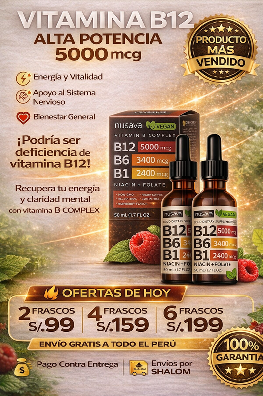 2 VITAMINA B12 EN GOTAS (Alta Potencia 5000 mcg)
