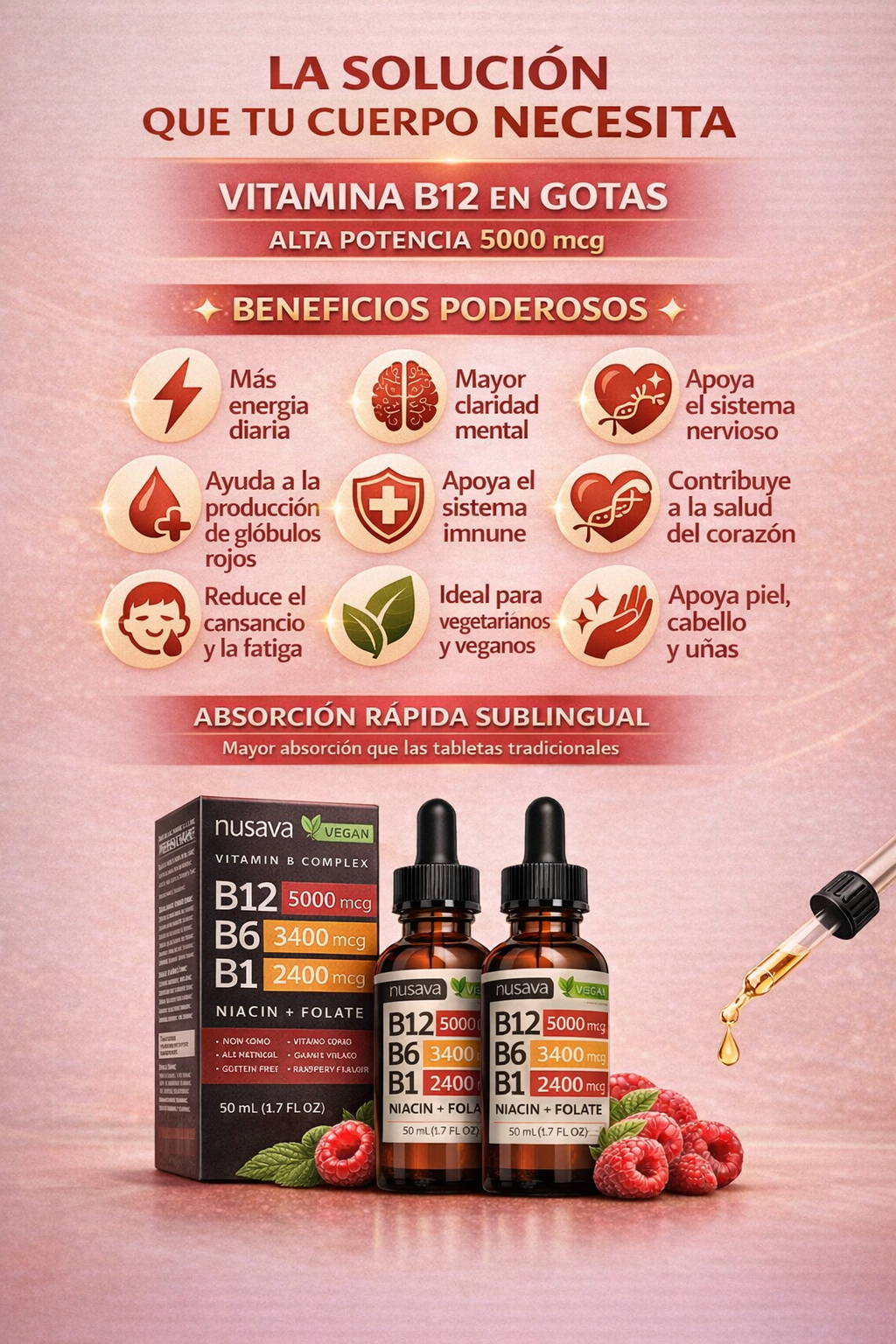 2 VITAMINA B12 EN GOTAS (Alta Potencia 5000 mcg)