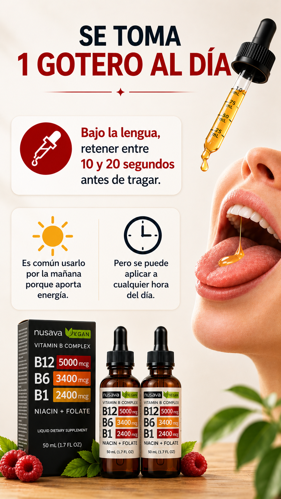 2 VITAMINA B12 EN GOTAS (Alta Potencia 5000 mcg)
