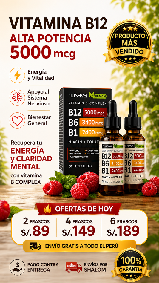 2 VITAMINA B12 EN GOTAS (Alta Potencia 5000 mcg)
