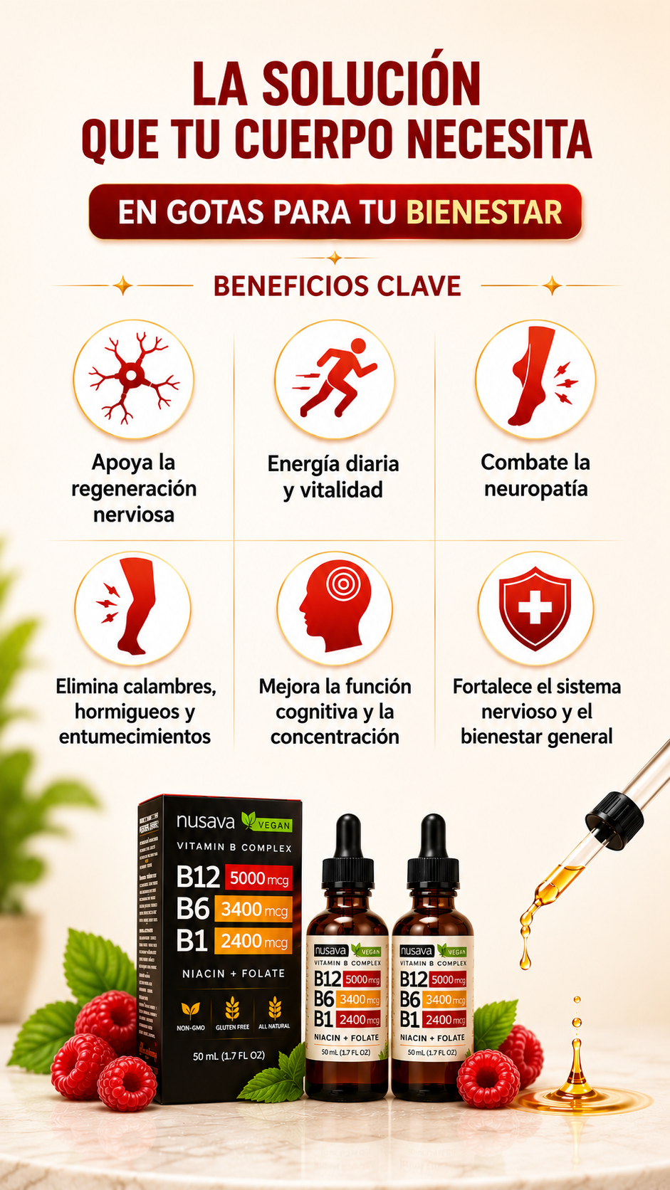 2 VITAMINA B12 EN GOTAS (Alta Potencia 5000 mcg)