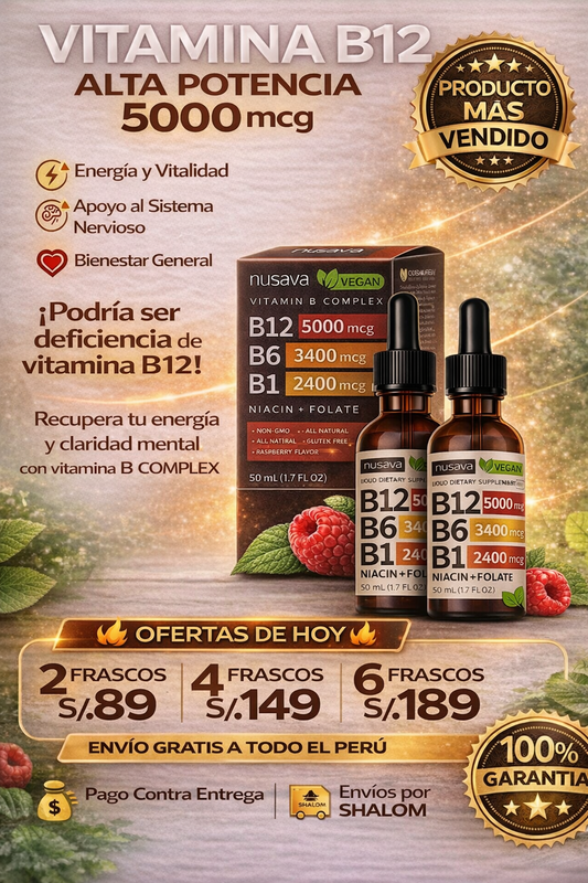 2 VITAMINA B12 EN GOTAS (Alta Potencia 5000 mcg)