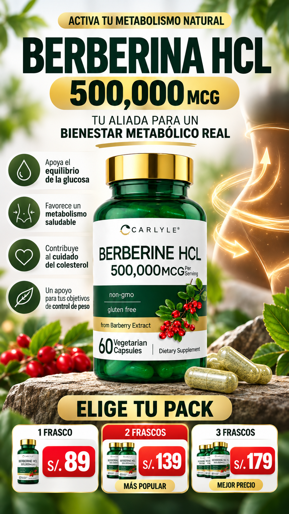 BERBERINA HCL 500,000mcg