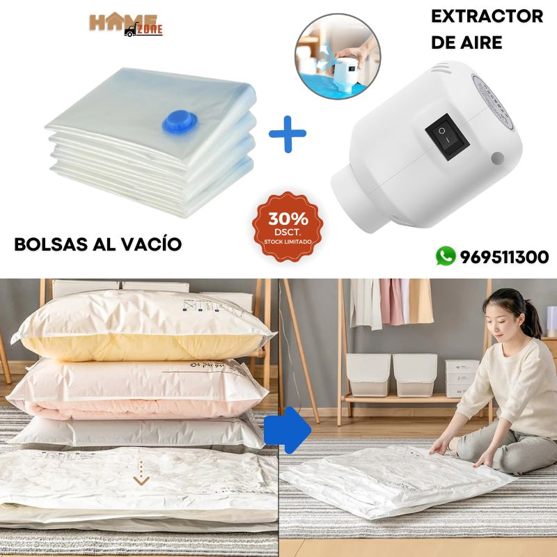PACK BOLSAS AL VACÍO + EXTRACTOR DE AIRE PORTÁTIL