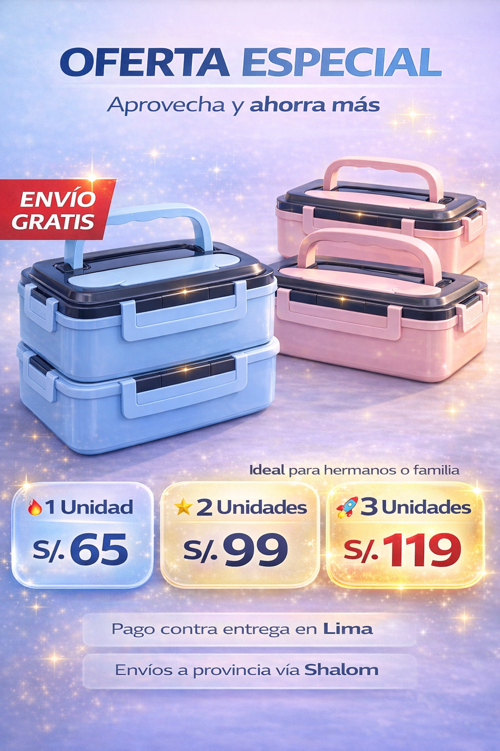 TÁPER TÉRMICO ACERO INOXIDABLE 3 DIVISIONES