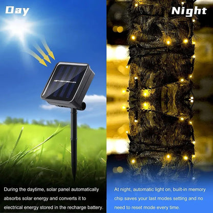 TIRA LUCES NAVIDEÑAS CON PANEL SOLAR